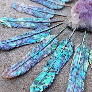 Abalone Feather Necklace, Mini Hand Carved Paua Shell Feather, Rainbow Feather Pendant, Boho Festival Jewelry