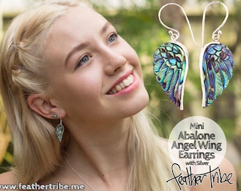 Pendientes de abulón con forma de mini alas de ángel