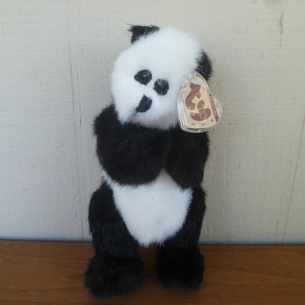 Ty Attic Treasures Plush Panda Bear "Checkers" W/ Tags 9" Tall 1993 Stuffed Animal Toy