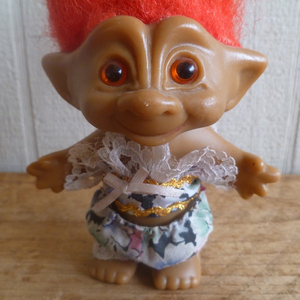 Ace Jewel Troll Doll Red Star Jewel and Red Hair 7" Tall