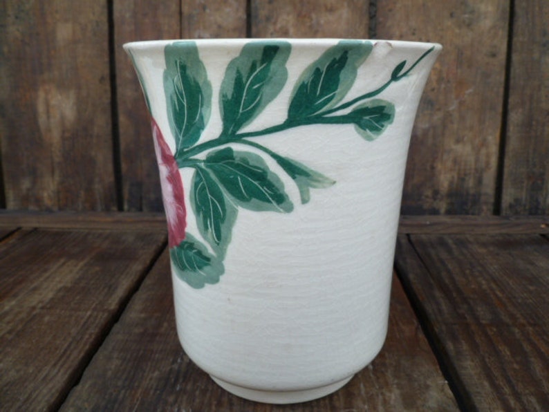 Mid Century Pottery Glazed Ceramic Hibiscus Planter Bowl