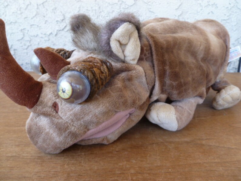 Vintage Plush Animal Alley Rhinoceros Hand Puppet Googlie Eyes Etsy
