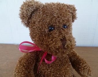 Sparkly Brown Plush Teddy Bear No Tags 11" Tall