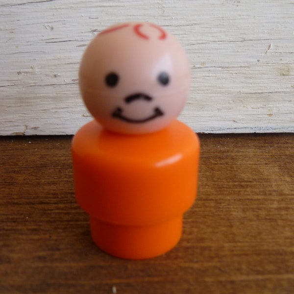 Fisher Price Orange Little People Boy 1.75" Tall 1980's