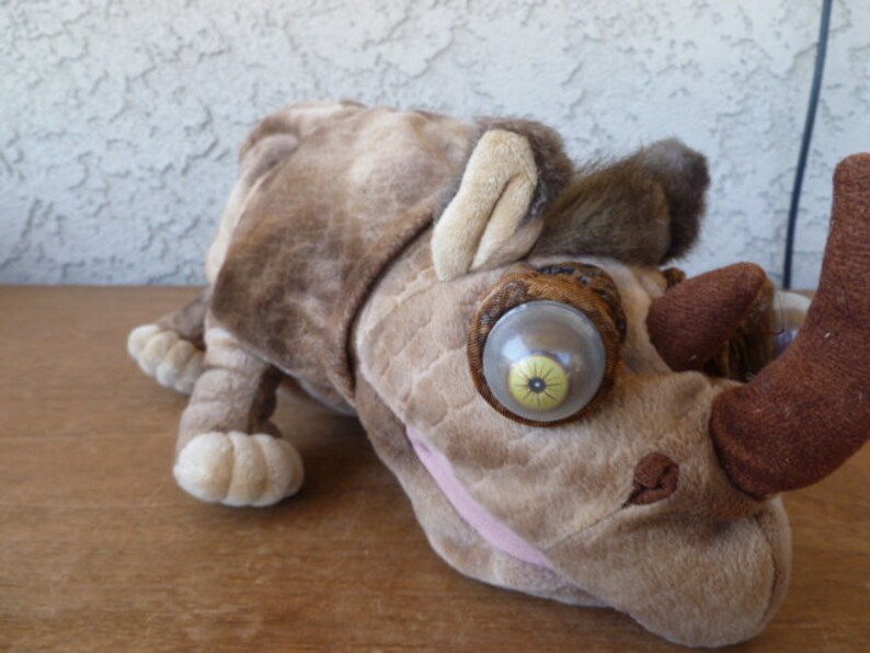 Vintage Plush Animal Alley Rhinoceros Hand Puppet Googlie Eyes Etsy
