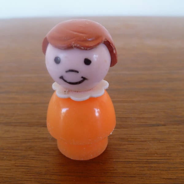 Fisher Price Little People Girl 1.75" Tall 1980's Faded Orange