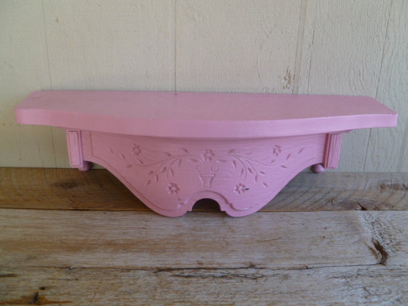 Pink Distressed Painted Wall Hanging Shelf Etsy