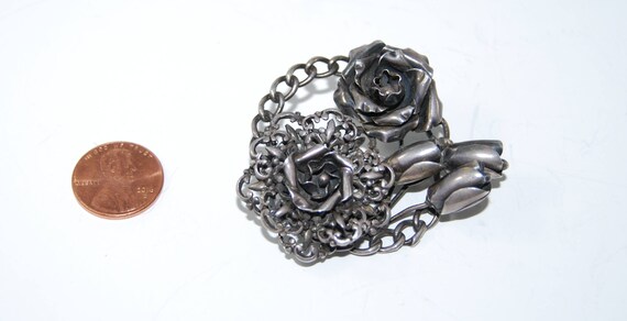 Hobe Pin, Sterling Silver Hobe Brooch, Pin Flowers