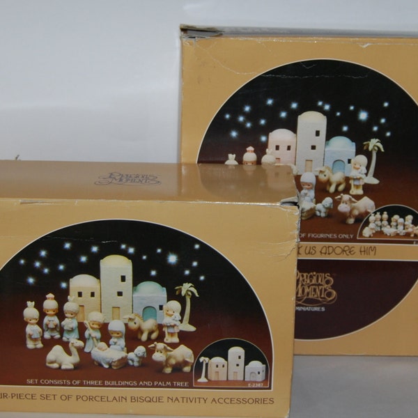 Vintage Precious Moments Enesco Nativity Set buildings only for allbird