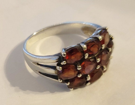 Sterling Garnet Cluster Ring Sterling Silver Ring
