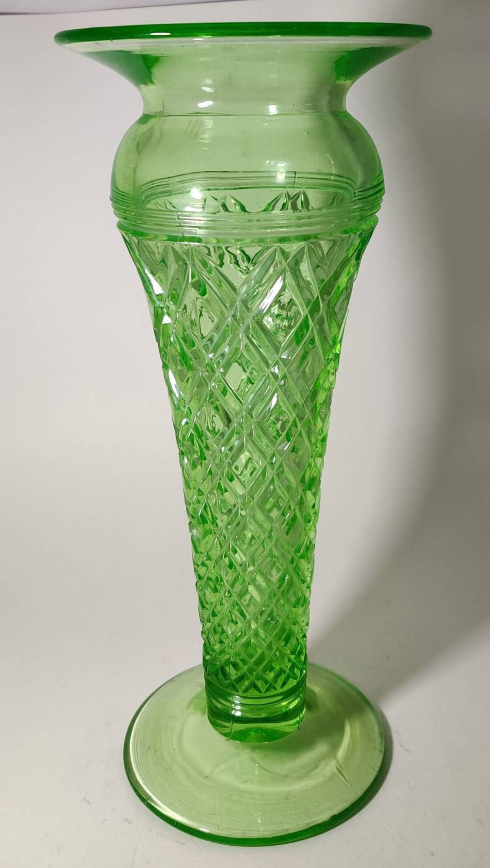 Cambridge Glass Stratford Variant Vase 11 Tall Green Etsy