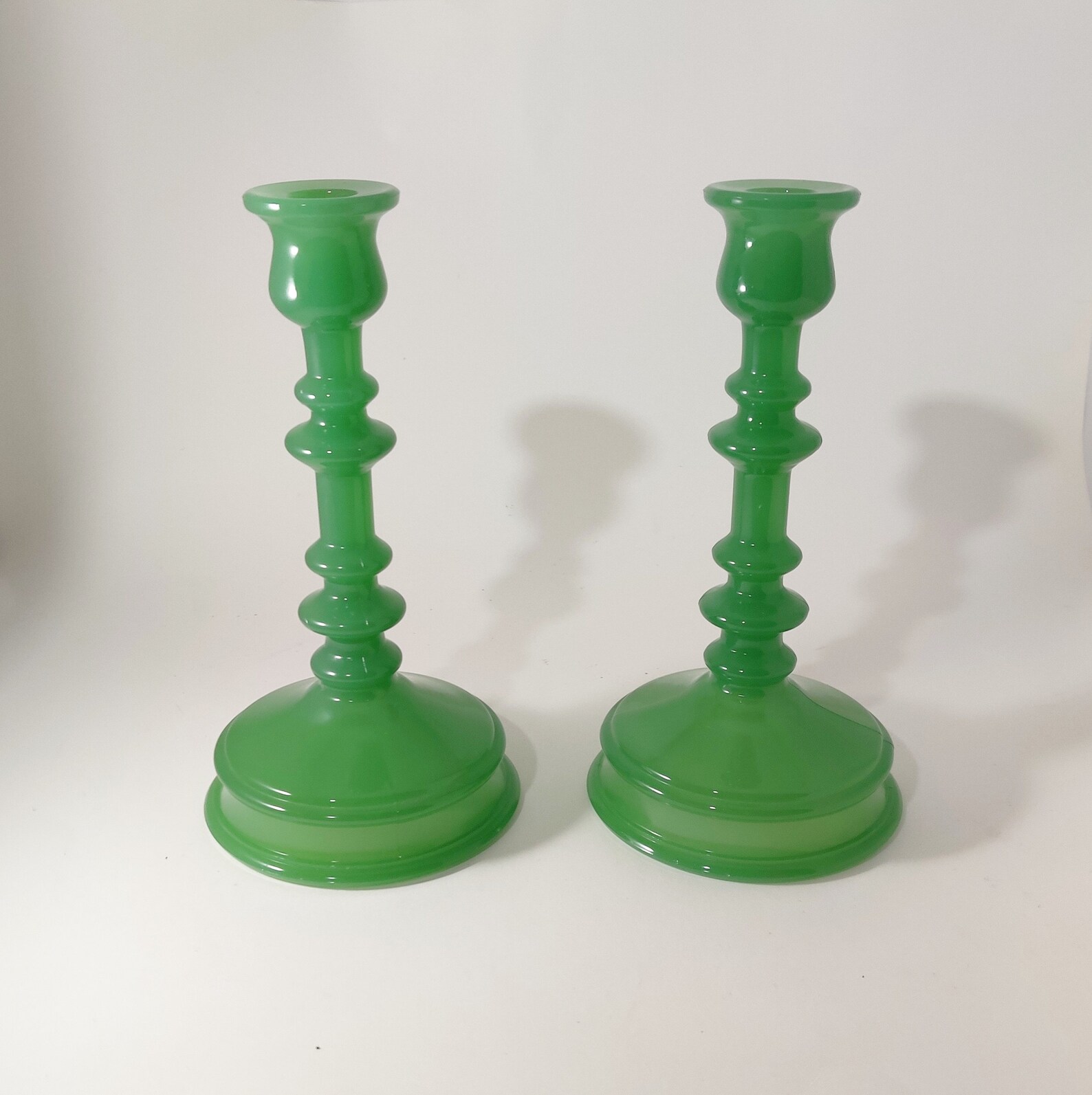 Northwood Green Jade 5 Ring Pillar Candles Candlesticks Etsy