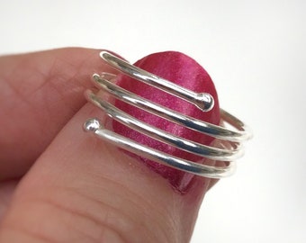 Fine Sterling Silver Ring, .999 Silver Wrap Ring, Triple band style, Fine Silver Jewelry, Size 7.5 ring for women.