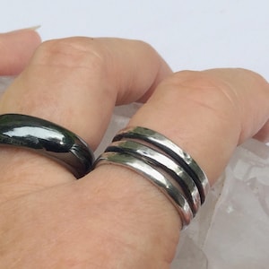 Mens Oxidized Silver Ring, Sterling Silver Jewelry, Triple Band Ring, One of a Kind Gift, Wabi Sabi Jewelry, Father’s Day Gift.