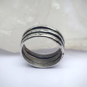 Mens Oxidized Silver Ring, Sterling Silver Jewelry, Triple Band Ring, One of a Kind Gift, Wabi Sabi Jewelry, Fathers Day Gift. image 5