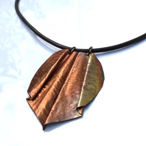 Fold Formed Copper Pendant Necklace Dimensional Free Form - Etsy