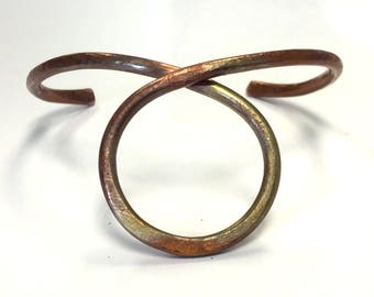 Circle Copper Cuff Bracelet, Dark Copper Color, Extra Small Size, Copper Jewelry Gift.