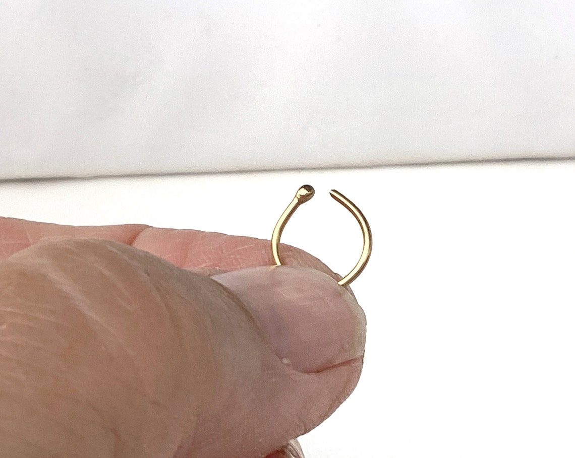 22K Gold Nose Ring 7.5 Mm 22g Hoop 19/64 Ball End Nose Etsy