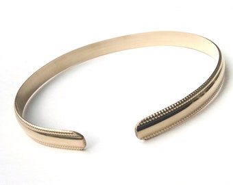 14K Gold Filled Cuff Bracelet, Thin Gold Stacking Cuff, Skinny Gold Cuff, Golden Anniversary Gift, Medium/Large Size Wrists.