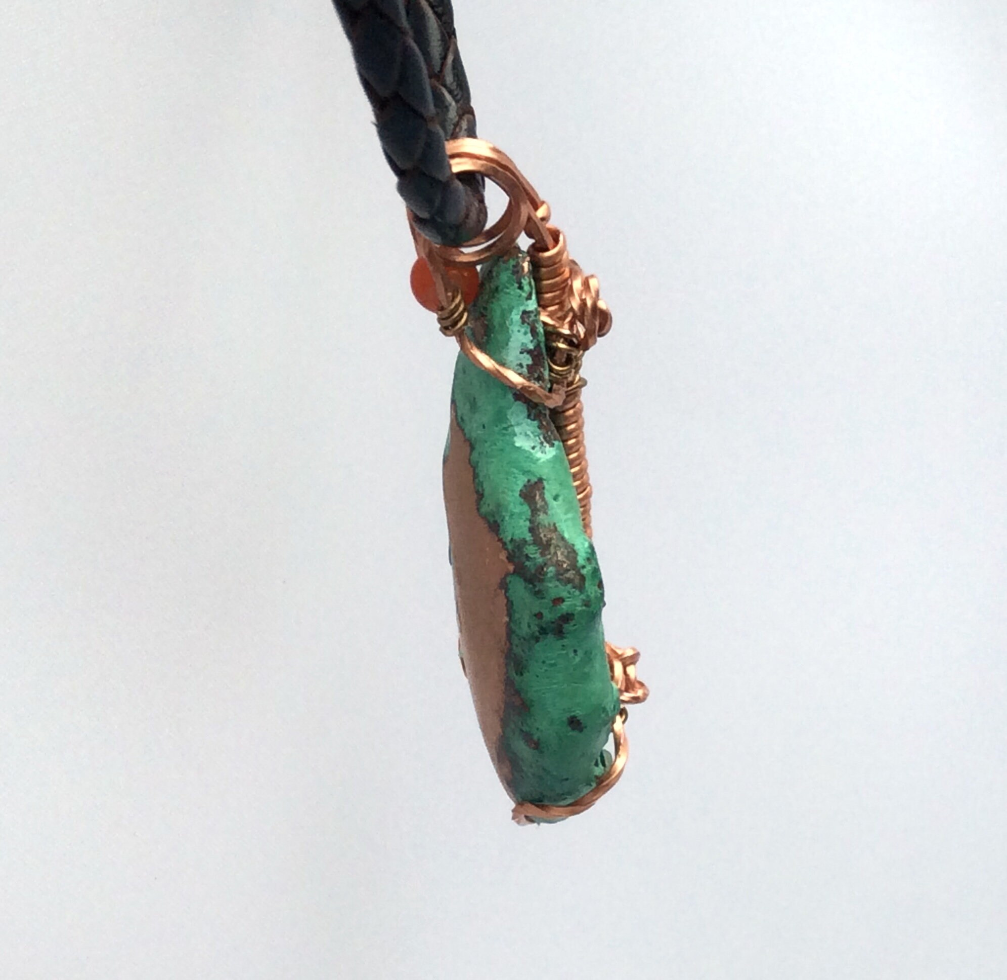 Copper and Patina Necklace, Stone Gift for Geologists, Splash Copper Necklace for Men and Women.