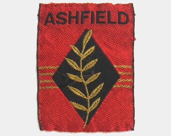 Vintage Ashfield Boy Scouts Fabric Patch - Nottinghamshire county district group proficiency girl guides brownies award trophy badge 1970s