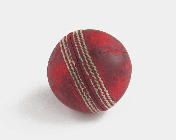 Vintage Leather Cricket Ball Bright Red and White Old Etsy