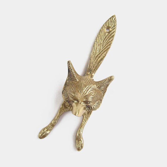 Solid Brass Fox Door Knocker Animal Wolf Bronze Gold Etsy
