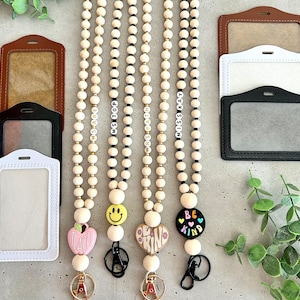 Be Kind Personalized  Wood Boho Lanyard- Teacher Lanyard- Nurse Lanyard- ID Holder