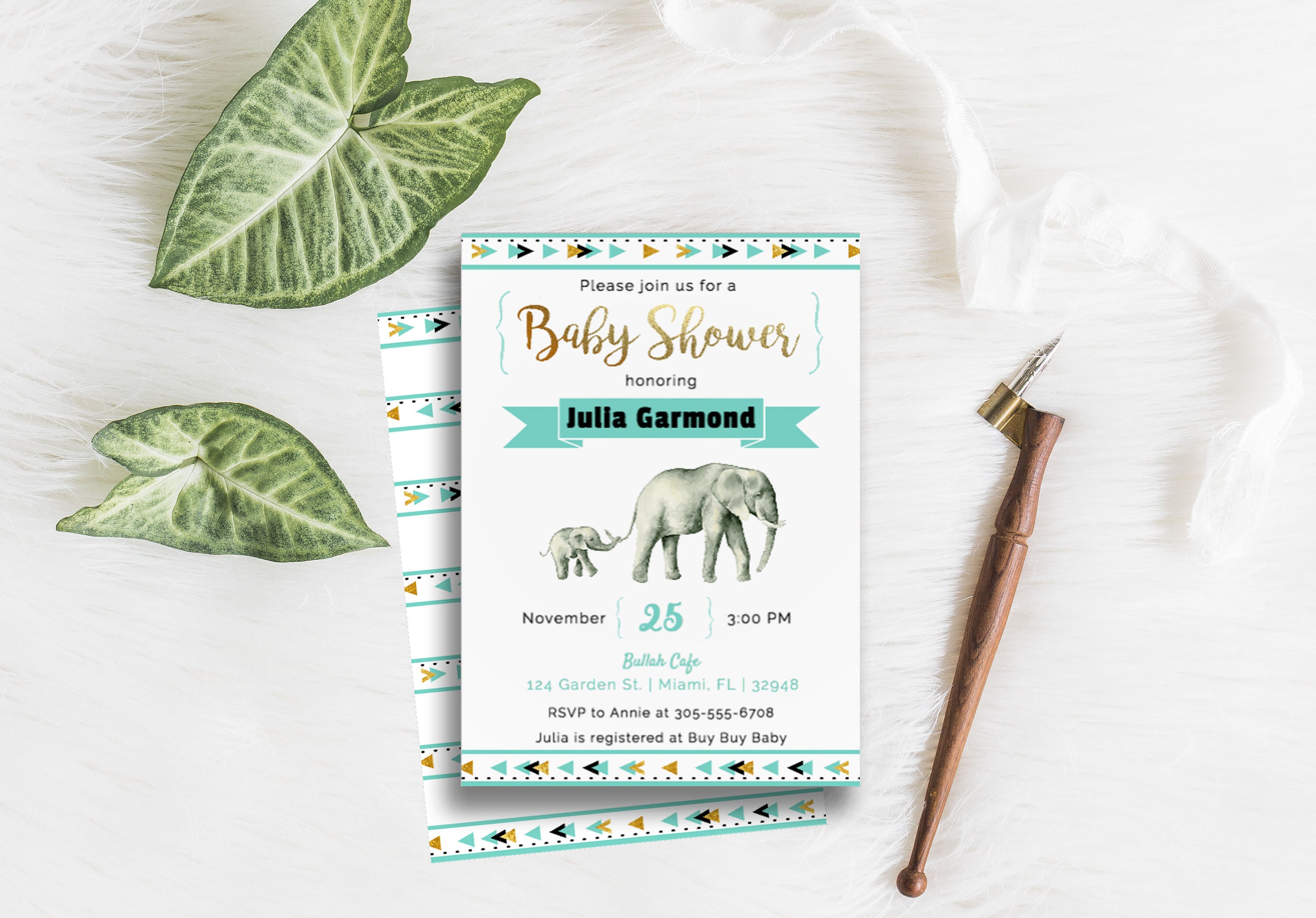 mom baby elephant shower