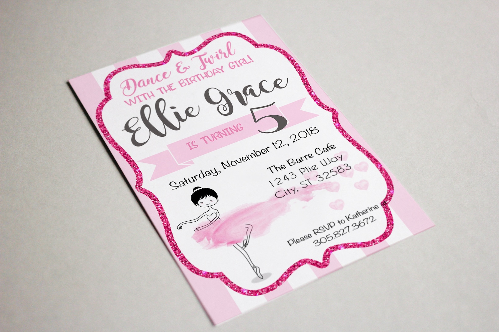 ballerina watercolor | birthday party invitation | ballet dancer | editable template adobe reader | instant download | ballerina