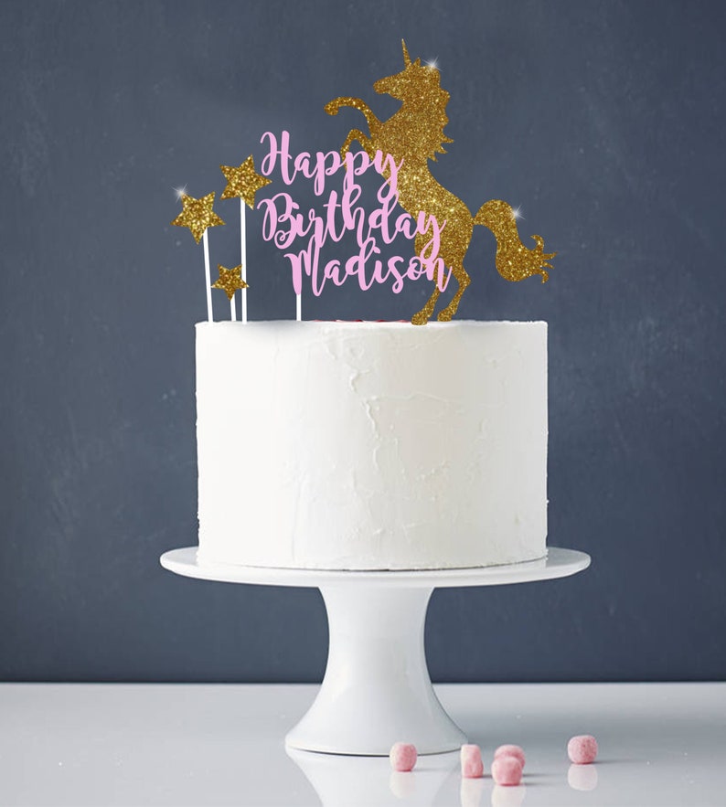Unicorn Cake Topper Birthday Baby Shower Stars Glitter Etsy