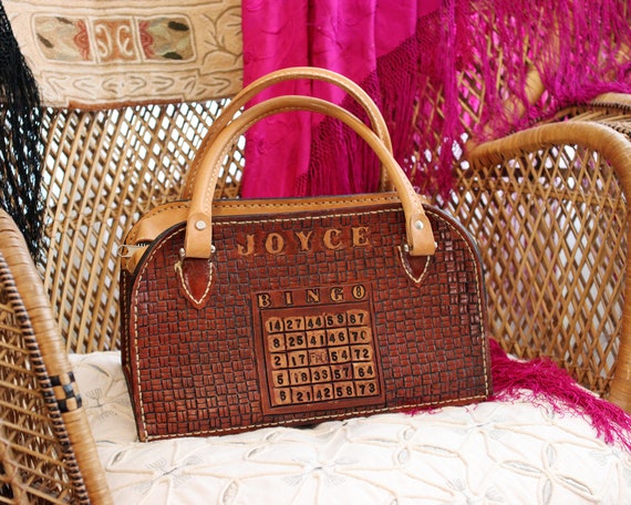 Vintage Bingo Purse hand tooled leather "Joyce" c… - image 1