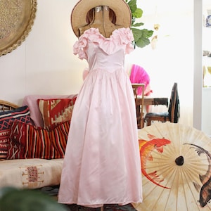 Vintage Gunne Sax Jessica Mcclintock Light Pink Satin Ruffle