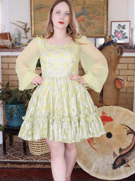 katy perry coronation gold dress Zimmermann Illuminate Metallic Frill Mini, Metallic Gold, Size 1 main image 1