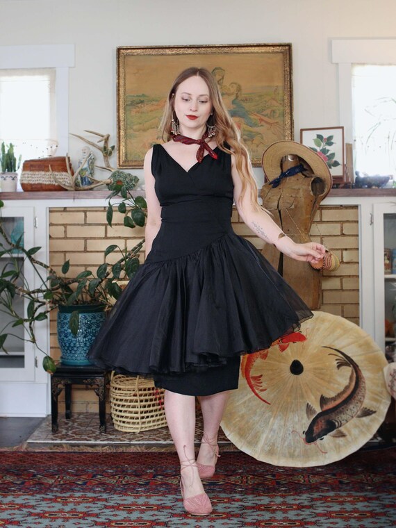 Vintage Mam'selle Betty Carol Style Black Ballet Tutu Skirt Wrap V Neck  Cocktail Party Dress Black Swan Sleeveless 1950s 1960s - Etsy Israel