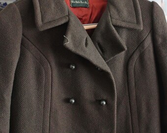 Vintage 1960s the Halle Bros Co Deep Olive Green Wool Princess
