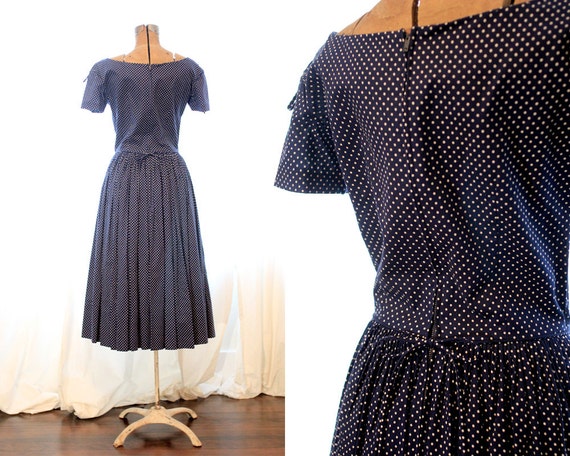 Anne Fogarty vintage 1950s circle skirt Navy Blue… - image 3