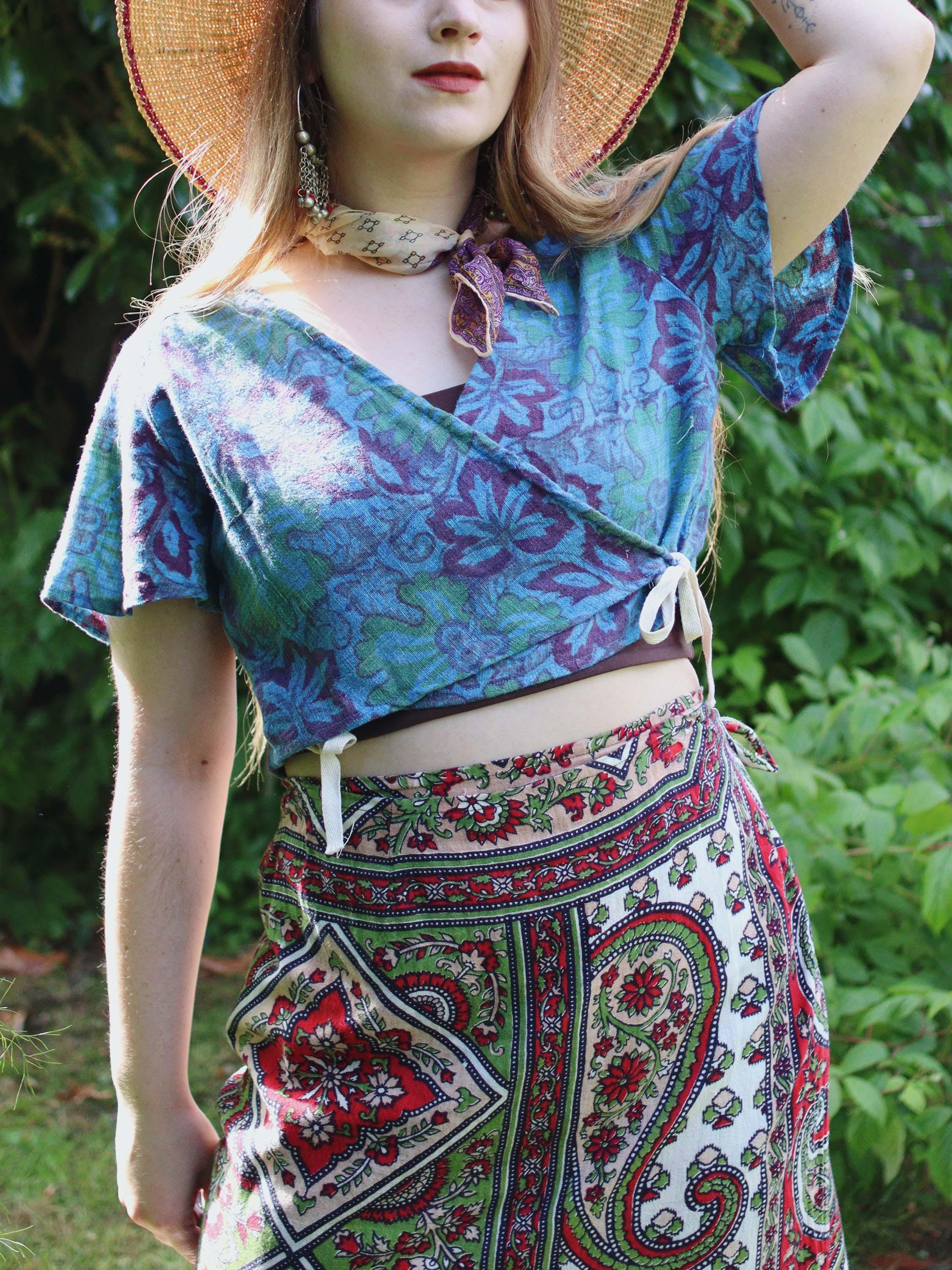 Crop Top Blusa Cruzada En El Busto PatrÃ³n Blusa Cruzada Corta Con