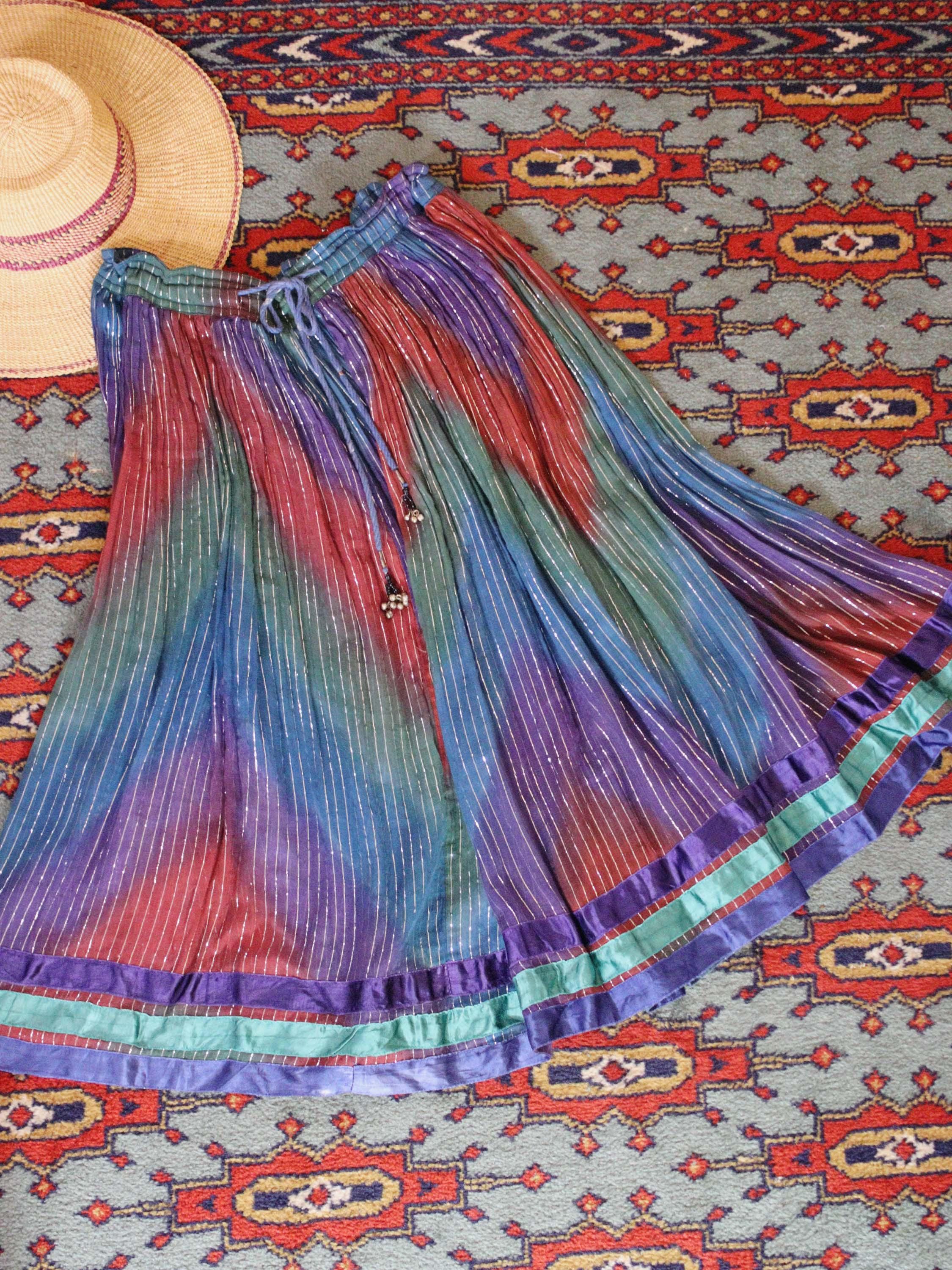 Dreamy Vintage Thin Indian Cotton Gauze Silver Lurex Stripe Tie