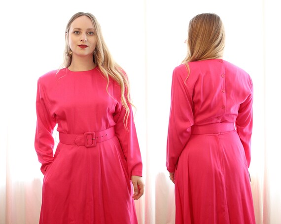 Vintage Barbie hot pink 80s dolman long sleeve bu… - image 5