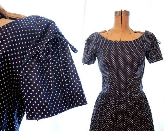 Anne Fogarty vintage 1950s circle skirt Navy Blue… - image 2