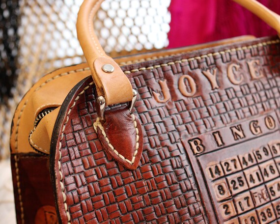 Vintage Bingo Purse hand tooled leather "Joyce" c… - image 8