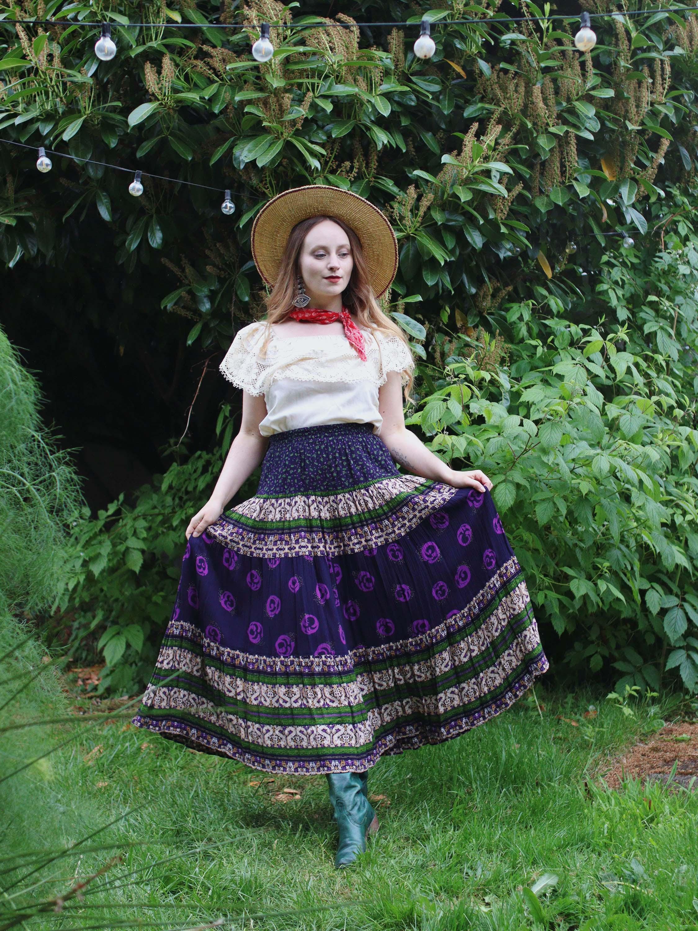 Vintage 1990s Broomstick Crinkle Rayon Gauze 90s Artsy Whimsigoth
