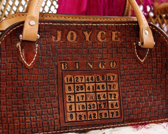Vintage Bingo Purse hand tooled leather "Joyce" c… - image 2