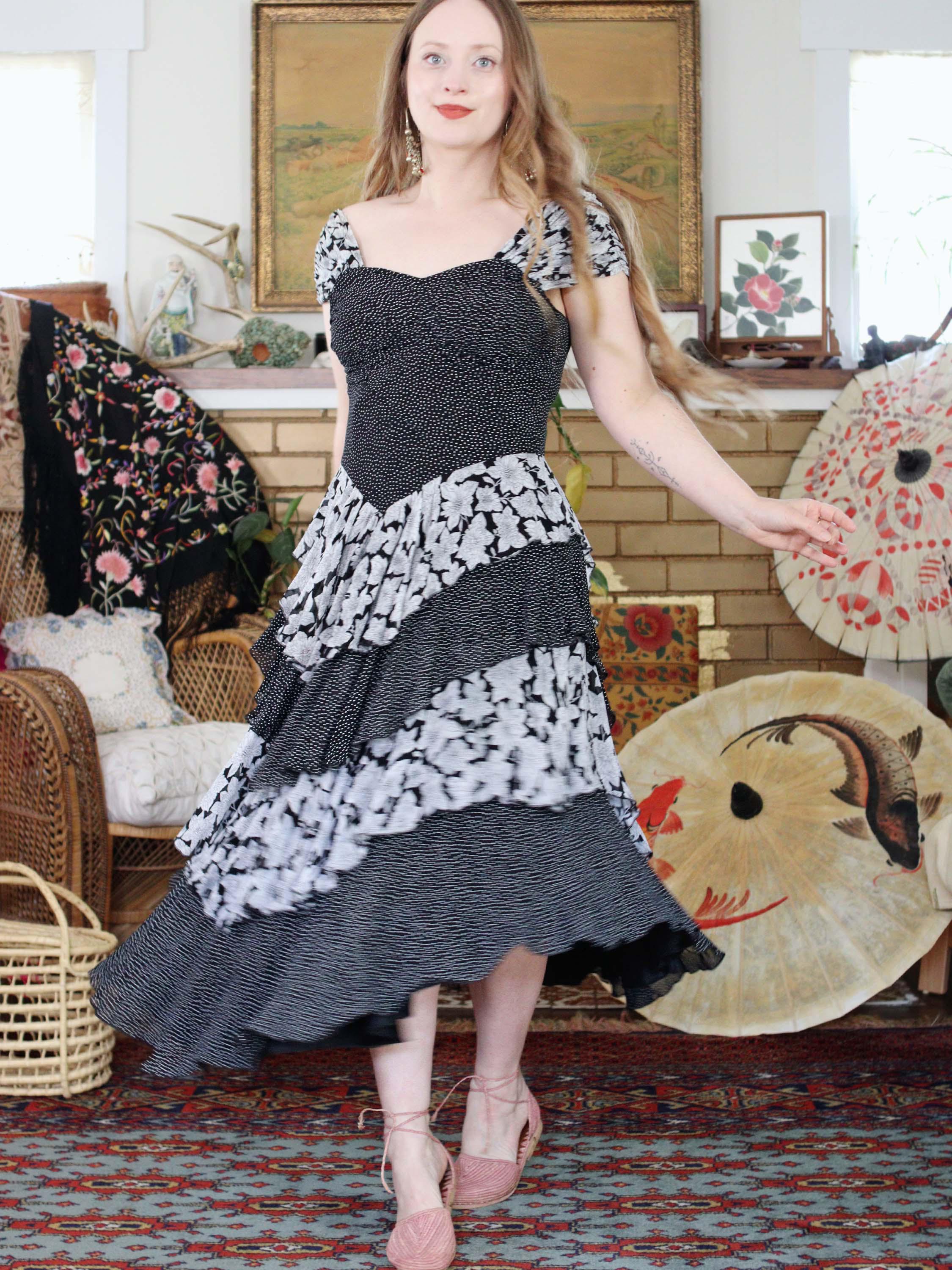 doen black and white dress Doen Rosaria Midi Dress Black Polka Dot Silk-Blend Size Medium main image 1