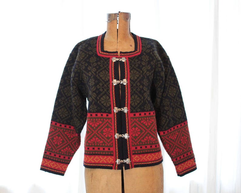 Vintage Scandinavian Norwegian wool cardigan sweater jacket | Etsy