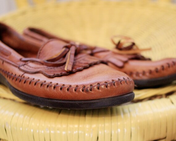 Vintage Dexter leather moccasin kiltie fringe sti… - image 3