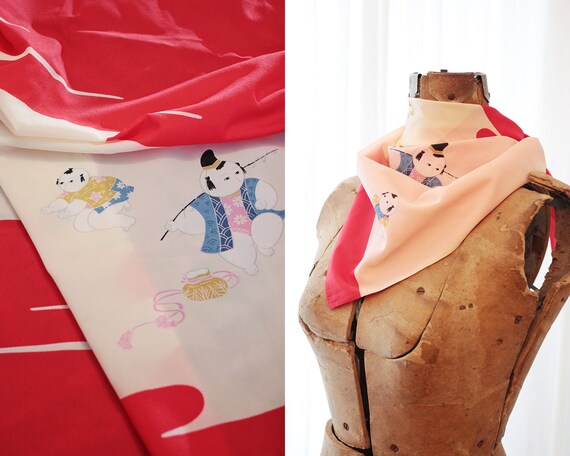 Vintage Japanese novelty baby print square necktie