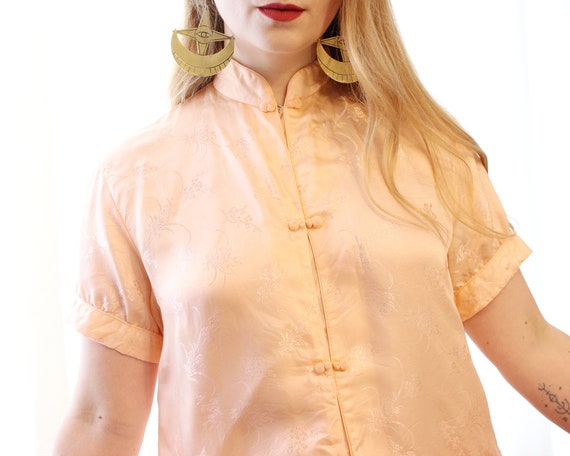 Vintage Chinese Peach Pink Silk Satin Asian Inspi… - image 4