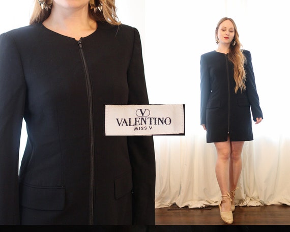 Valentino Miss V black evening long line jacket l… - image 1